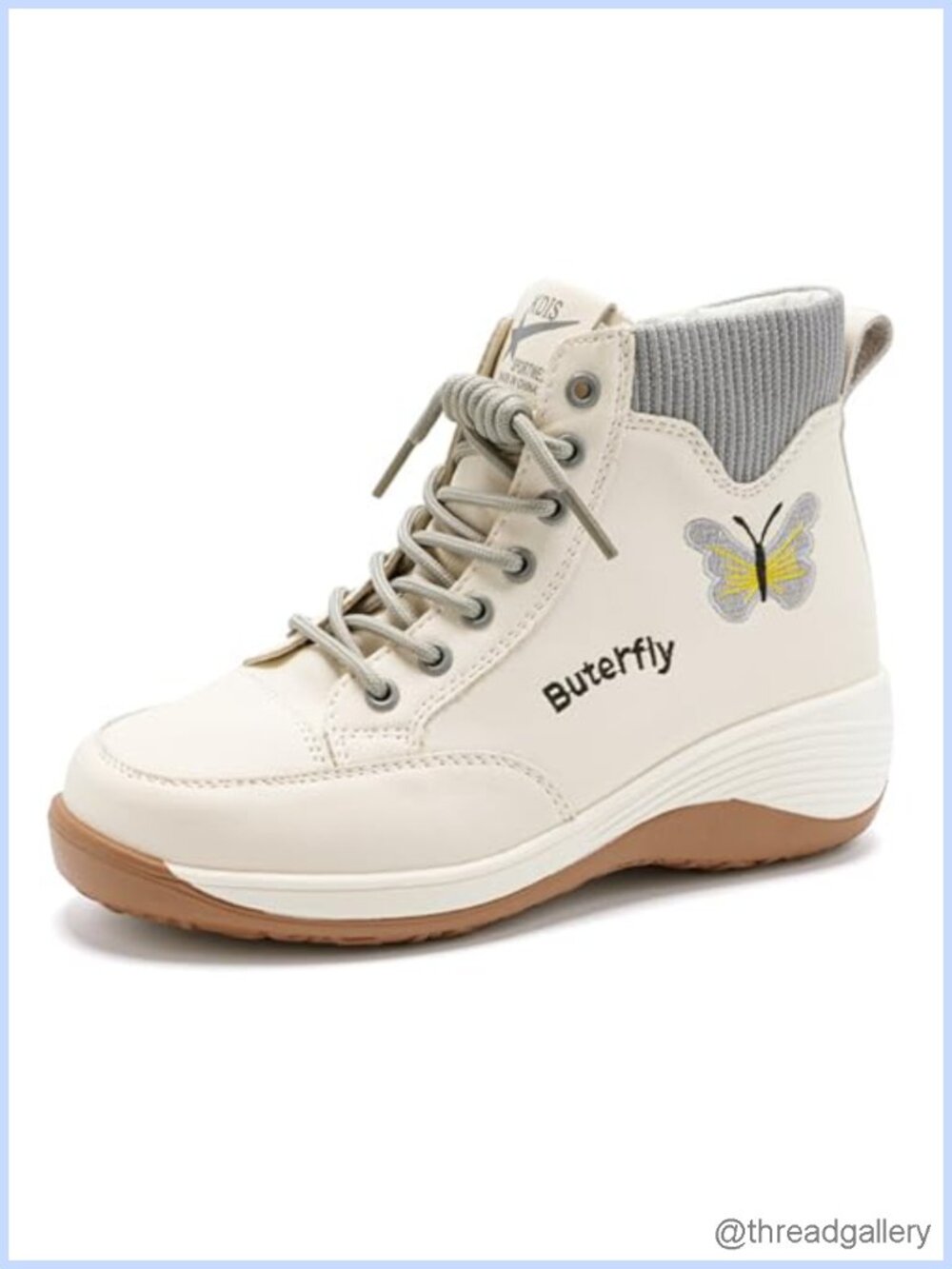 Women's Split Leather Platform High Top Sneakers Side Zip Round Toe Non-Slip